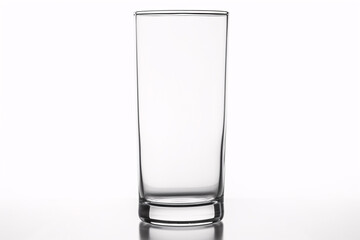 A pristine, vacant, lofty glass, zoomed in, on a milky white background.