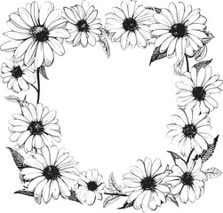 Botanic Elegance Daisy Flower Frame Black Icon Harmonious Daisy Enclosure Black Vector Logo