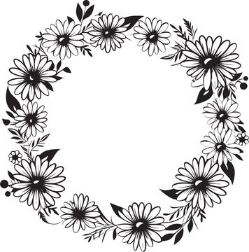 Contemporary Daisy Frame Black Vector Logo Design Botanic Elegance Daisy Flower Frame Black Icon