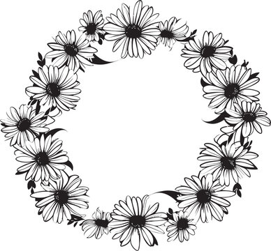 Harmonious Daisy Enclosure Black Vector Logo Daisy Chain Design Black Vector Logo Icon