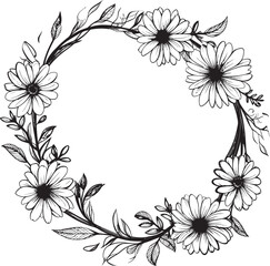 Intertwined Daisy Petals Black Vector Logo Design Radiant Daisy Ring Black Vector Logo Icon