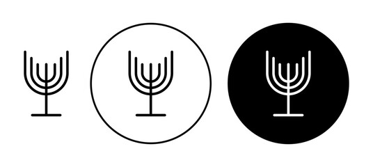 Jewish Candles icon line vector set. holy Judaism menorah candlestick Hanukkah in Israel symbol outline mark. seven jewish candle star of david logo sign 