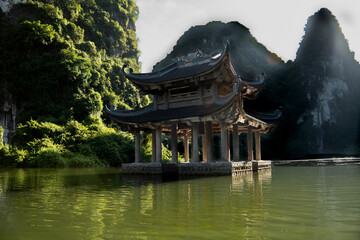 pagoda in the middle of a lake