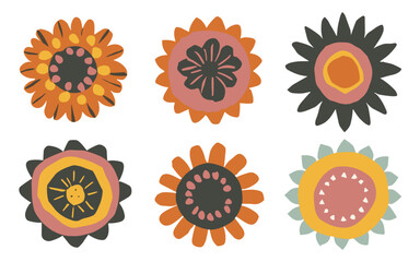 Abstract flowers vector clipart. Spring illustration.