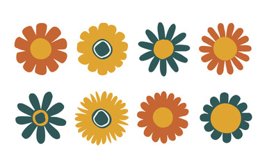 Abstract flowers vector clipart. Spring illustration.