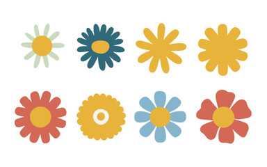 Abstract flowers vector clipart. Spring illustration.