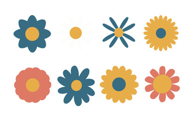 Abstract flowers vector clipart. Spring illustration.