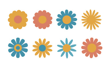 Abstract flowers vector clipart. Spring illustration.