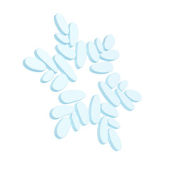 3d illustration of Christmas blue winter icon snowflake on white background. glossy surface. Happy New Year Decoration Holiday element for web design, greeting card