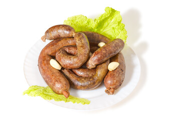 Liver sausage with garlic and herbs. Caucasian Circassian cuisine