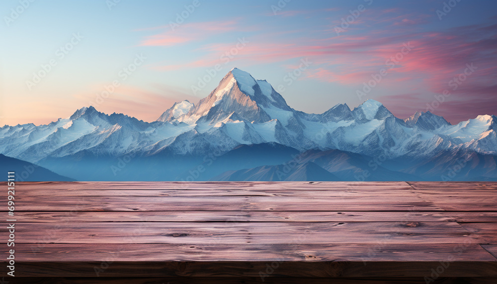 Canvas Prints Mountain peak in sunset, nature beauty in panoramic landscape generated by AI