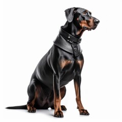 Dog guard on a white background. Security agency. Dog training