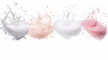 Collage with foam of cosmetic cleanser isolated on white isolated on white background, - Created using AI Generative Technology - obrazy, fototapety, plakaty