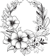 Whispering Bloom Flourish Black Floral Icon Regal Petal Frame Decorative Black Vector Frame