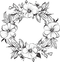 Floral Noir Frame Iconic Vector Emblem Vintage Petal Enclosure Black Floral Logo