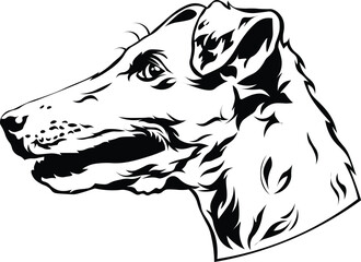 Cartoon Black and White Isolated Illustration Vector Of A Pet Puppy Dogs Face and Head