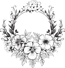 Victorian Vines Intricate Inkwork Blossoming in Black. Art Deco Blooms A Geometric Florish in Timeless Black.