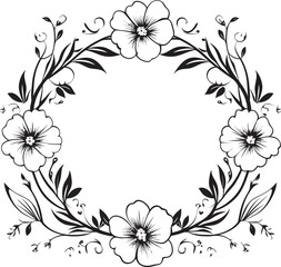 Serenade in Black Bouquet Vector Icon Design Artistic Serenity Floral Frame Logo