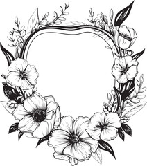 Majestic Floral Wreath Black Vector Frame Vintage Frame Elegance Decorative Black Logo