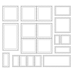 stamp postage stamp mail with shadow and border lineart