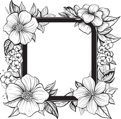 Sophisticated Frame Flourish Decorative Black Icon Radiant Floral Encircle Black Vector Frame