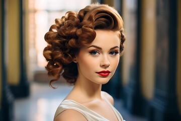 Naklejka premium Chic Charisma: Fashionable Model with Retro Styling