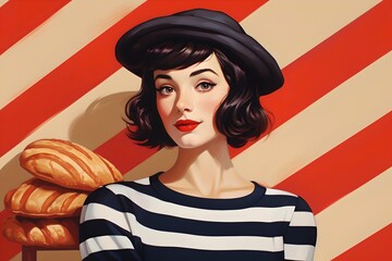 Iconic French Style: Retro Illustration of Elegance and Allure