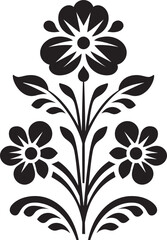 Tessellated Petals Geometric Tile Floral Design Abstract Garden Black Vector Icon with Tiles