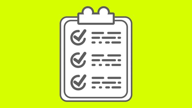To do list clipboard Paper sheet checklist Green Screen animation. Notebook list for planning, productivity, task management, time management, business diary. Marking checkbox with check and cross.