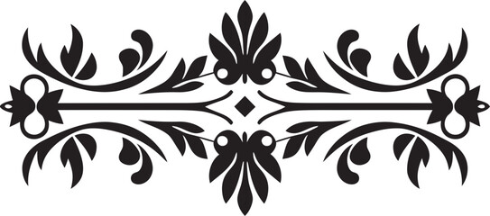 Floral Symmetry Geometric Tile Pattern in Black Patterned Garden Black Vector Tile Icon
