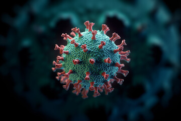 Coronavirus concept in 3D. Microscope photography. Design for scientific news and medical background
