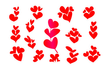 Vector collection of heart arrangement shapes, valentine, love symbols