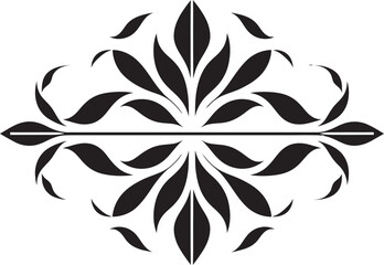 Vector Mosaic Garden Black Tile Floral Design Intricate Petal Grid Geometric Black Vector Icon