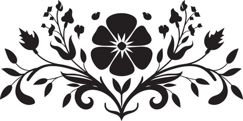 Floral Symmetry Unveiled Black Tile Design Mosaic Petals Geometric Black Vector Icon