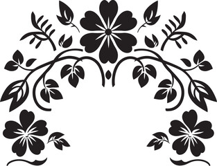 Obraz premium Abstract Garden Grid Black Tile Icon Geometric Floral Symmetry Vector in Black