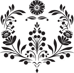 Patterned Petal Design Black Emblem Flower Geometry Vector Tile Icon