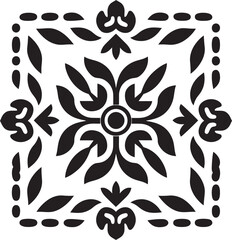 Abstract Petal Array Black Emblem Icon Tessellated Blooms Geometric Vector Pattern