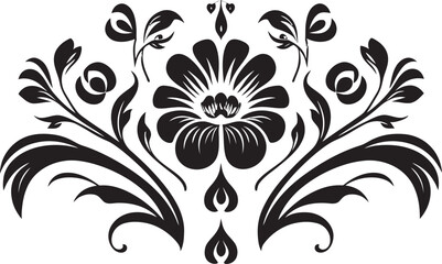 Vectorized Blooms Geometric Floral Logo Geometric Harmony Black Tile Floral Icon