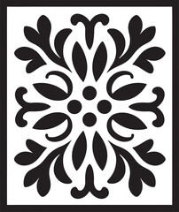 Floral Fusion Geometric Vector Emblem Abstract Petal Array Black Tile Design