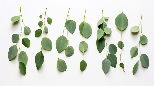 Green leaves eucalyptus isolated on white background. Flat lay, top view. isolated on white background, - Created using AI Generative Technology