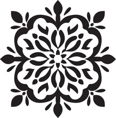 Geometric Blossoms Floral Tile Icon Design Abstract Petals Black Vector Floral Pattern