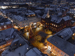 Vejle city center by night in winter