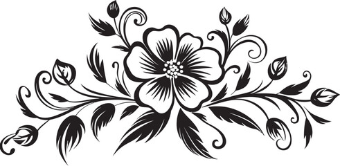 Ink Noir Bloom Scrolls Hand Drawn Vector Logos Monochrome Blossom Chronicles Noir Logo Icons