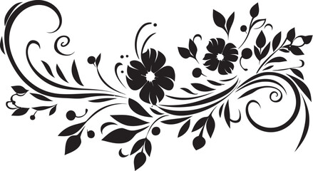 Elegant Florals Handcrafted Design in Black Artistic Petals Hand Drawn Floral Vector Icon