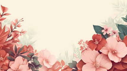 Cute flower border background, decorative floral background pattern, PPT background - obrazy, fototapety, plakaty
