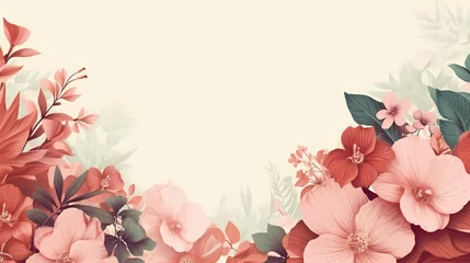 Fotobehang Cute flower border background, decorative floral background pattern, PPT background © ting