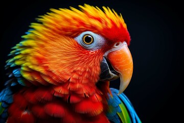 Beautiful colorful parrot isolated on black background