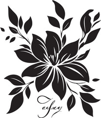 Noir Gardenia Impressions Hand Drawn Vector Logo Art Elegant Noir Bouquets Intricate Floral Iconic Designs