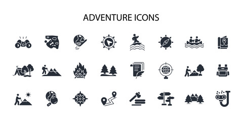 Adventure icon set.vector.Editable stroke.linear style sign for use web design,logo.Symbol illustration. - obrazy, fototapety, plakaty