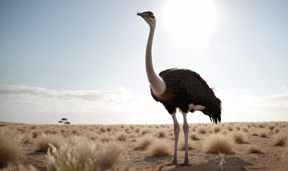 ostrich in the desert